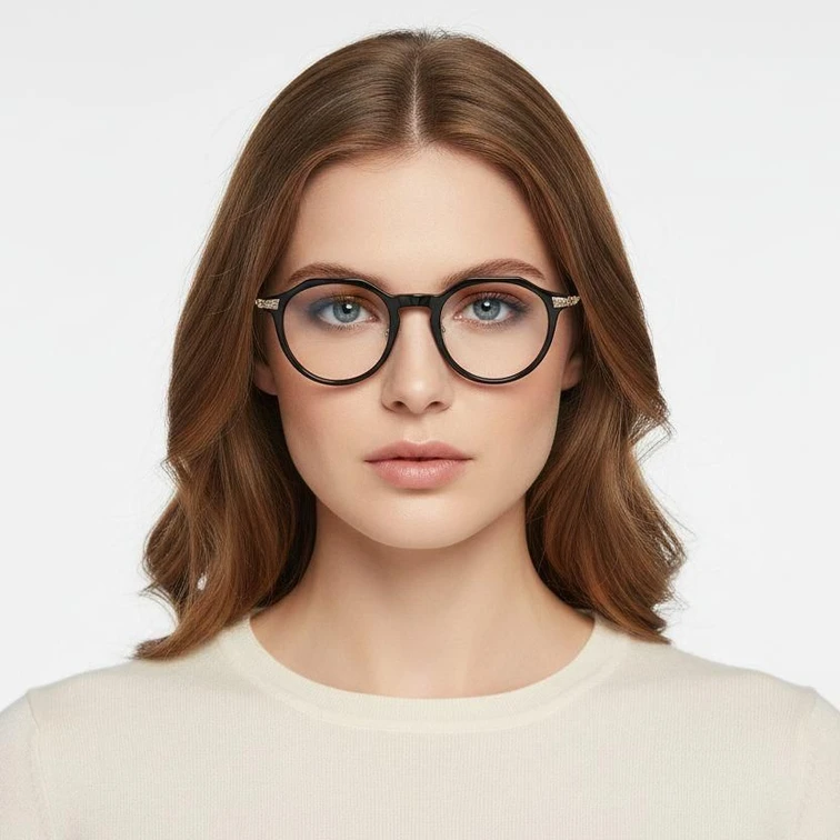 Gafas ovaladas de titanio negro #BS1913-0535