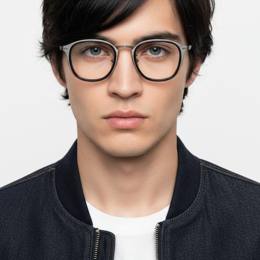 Oval Black Titanium Glasses #BS1913-0536