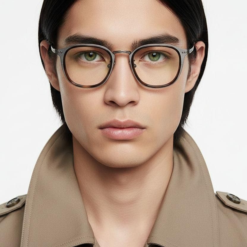 Oval Tortoiseshell Titanium Glasses #BS1913-0537