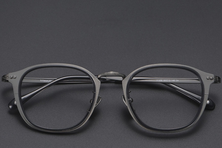 Oval Gray Titanium Glasses #BS1913-0538