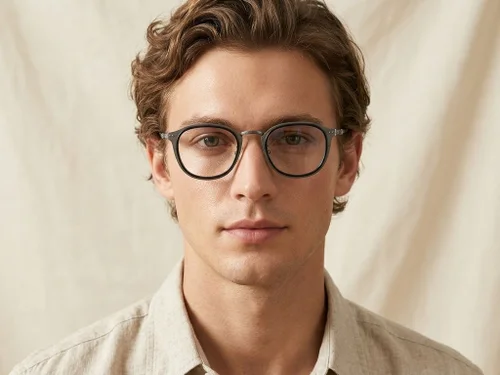 Lunettes ovales en titane bleu #BS1913-0539