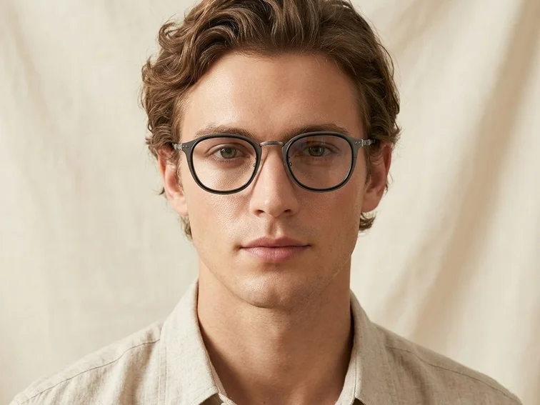 Oval Blue Titanium Glasses #BS1913-0539