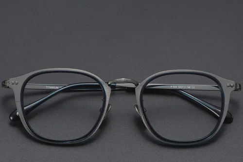 Lunettes ovales en titane bleu #BS1913-0539