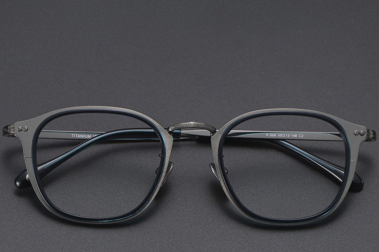 Gafas ovaladas de titanio azul #BS1913-0539