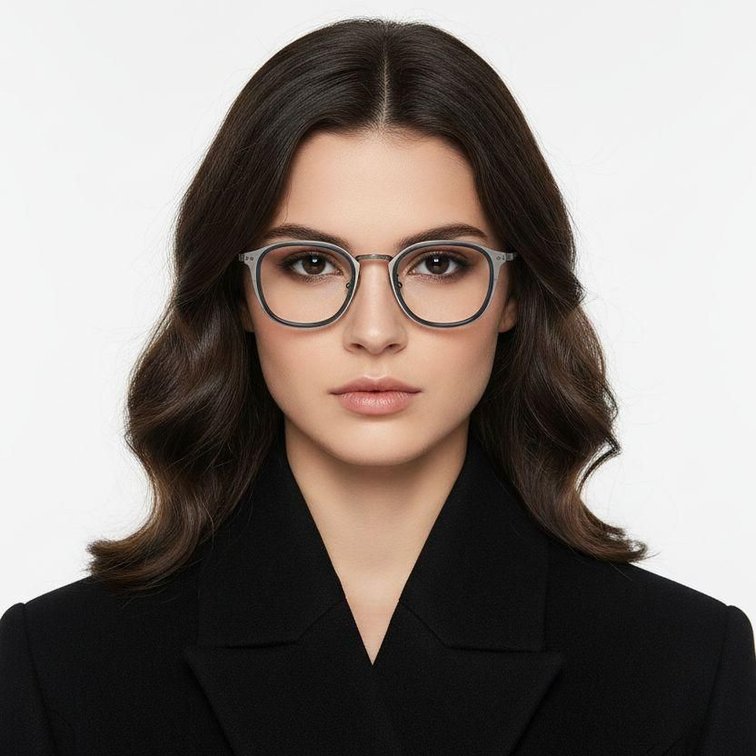 Gafas ovaladas de titanio azul #BS1913-0539