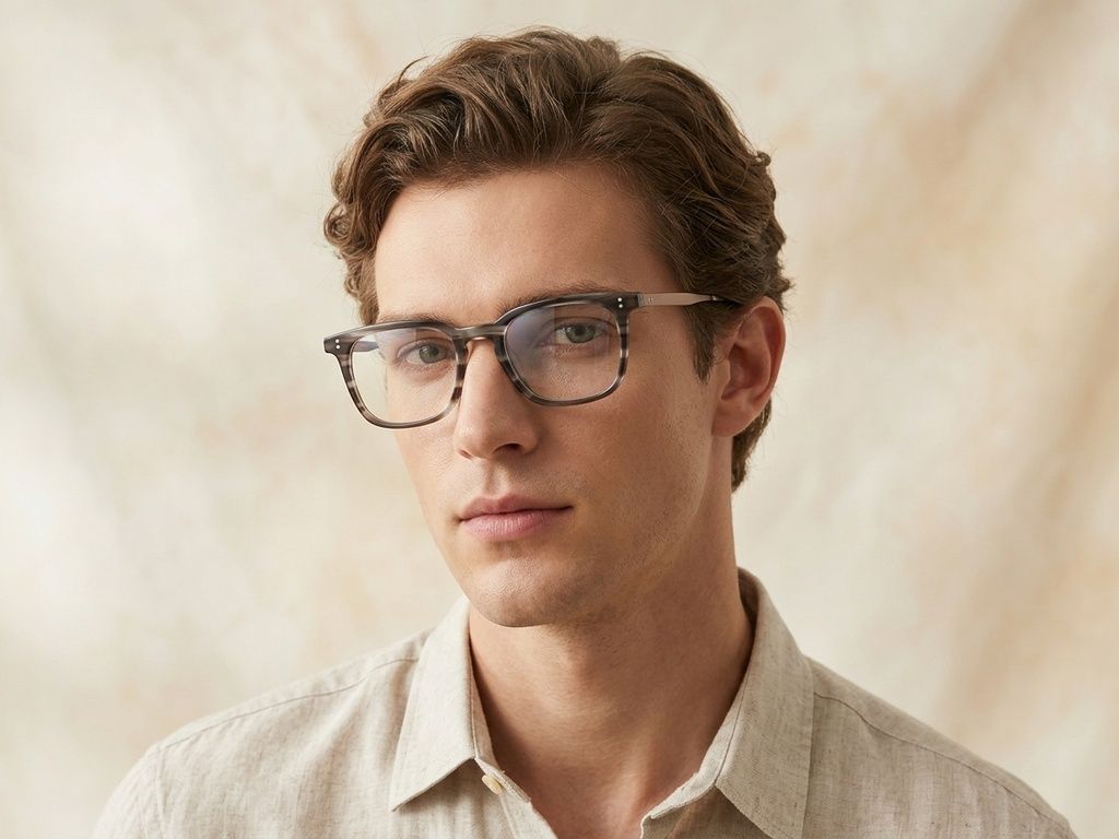 Rectangular Brown Titanium Glasses #BS1913-0540