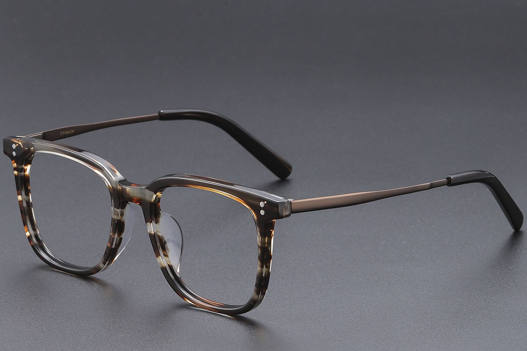 Rectangular Brown Titanium Glasses #BS1913-0540