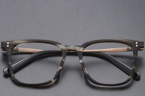 Lunettes rectangulaires en titane brun #BS1913-0540