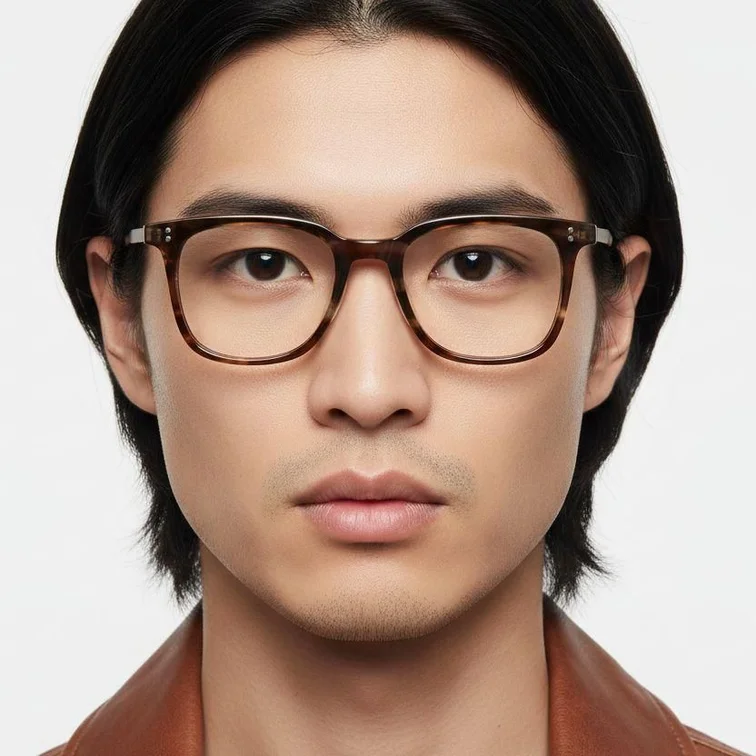 Rectangular Brown Titanium Glasses #BS1913-0540