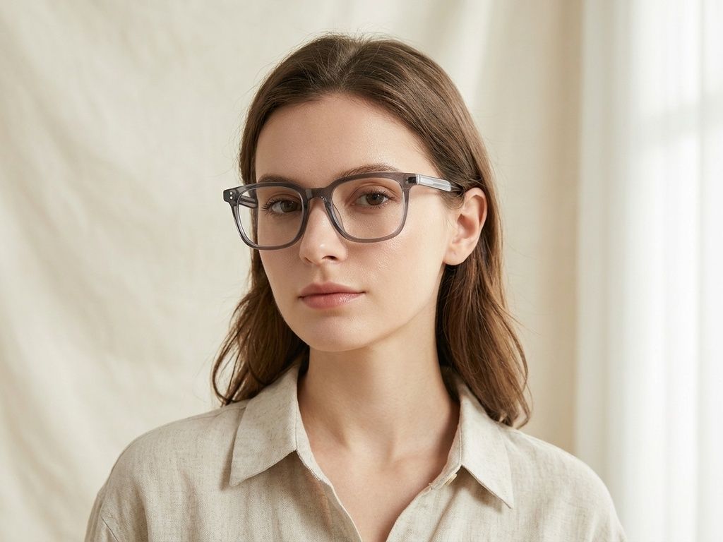 Gafas rectangulares de titanio gris #BS1913-0542