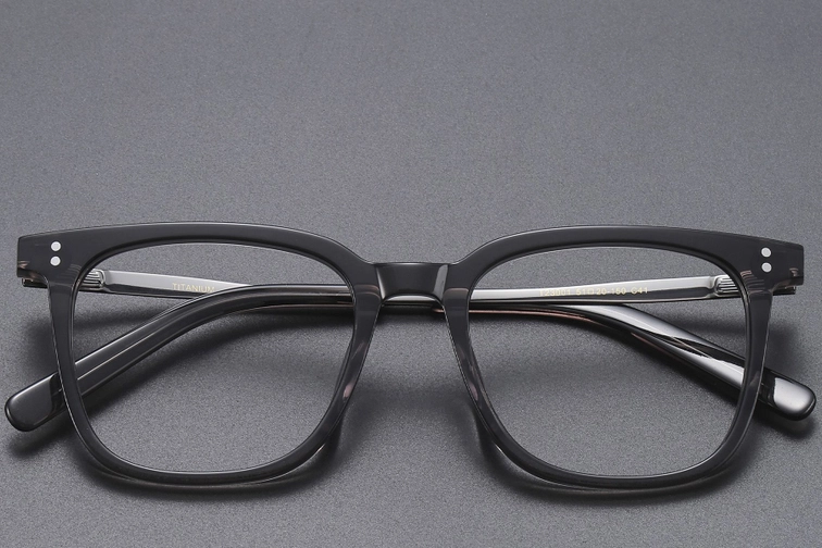 Rectangular Gray Titanium Glasses #BS1913-0542