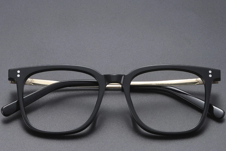 Rechteckige schwarze Titanbrille #BS1913-0543