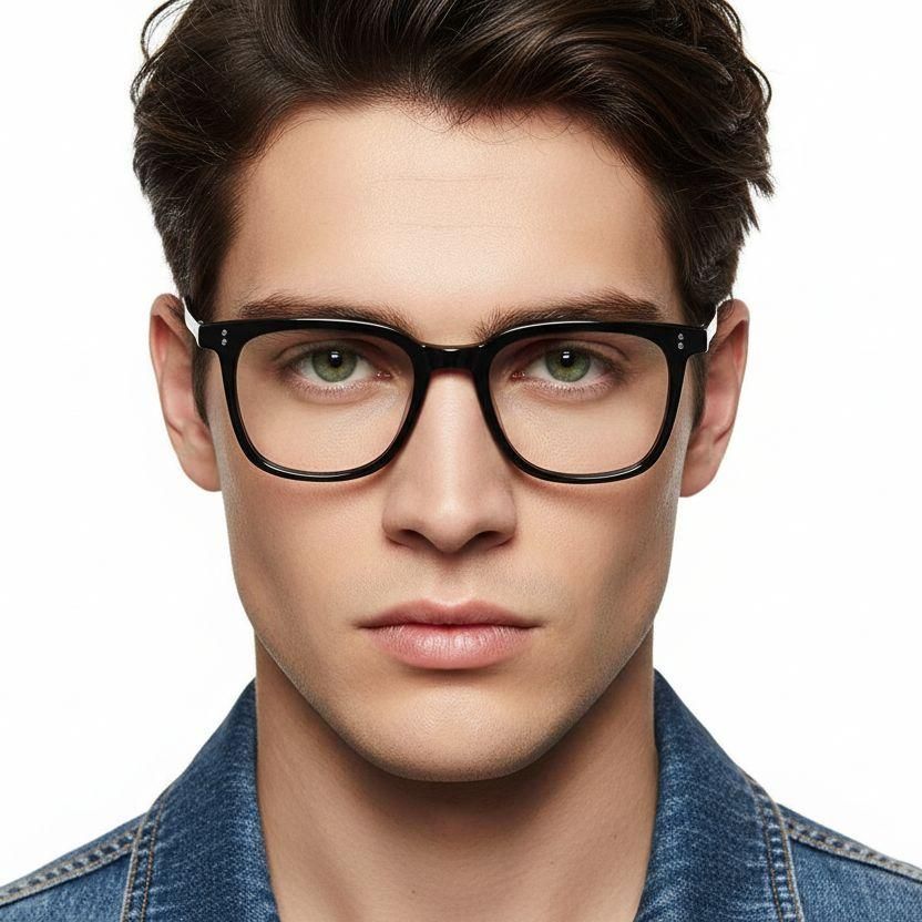 Rectangular Black Titanium Glasses #BS1913-0544