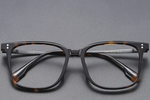 Lunettes rectangulaires en titane écaille de tortue #BS1913-0546