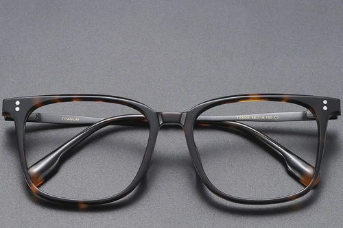 Rectangular Tortoiseshell Titanium Glasses #BS1913-0546