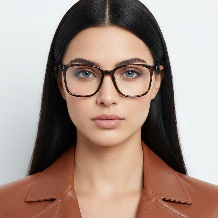 Gafas rectangulares de titanio con diseño de carey n.° BS1913-0546