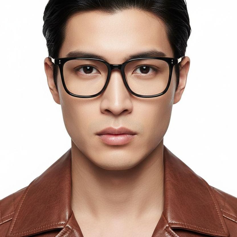 Rectangular Black Titanium Glasses #BS1913-0547