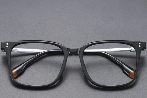 Lunettes rectangulaires en titane noir #BS1913-0548