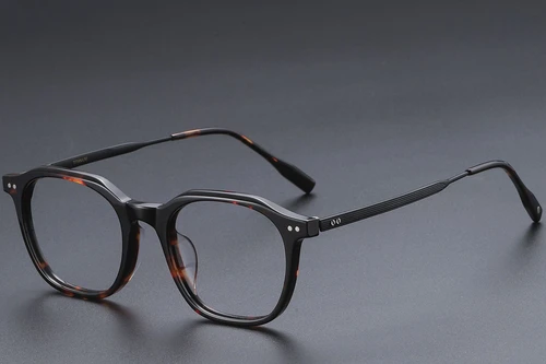 Rectangular Tortoiseshell Titanium Glasses #BS1913-0550