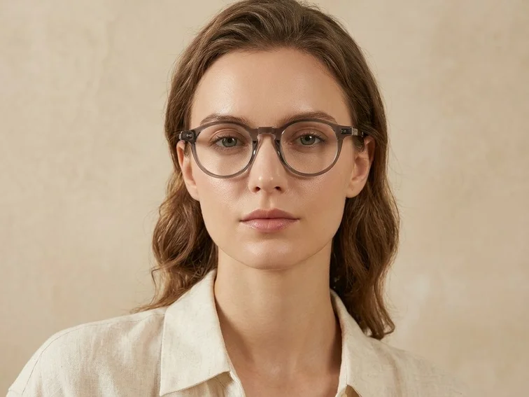 Oval Brown Titanium Glasses #BS1913-0553