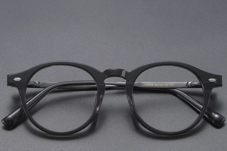 Lunettes ovales en titane gris #BS1913-0554