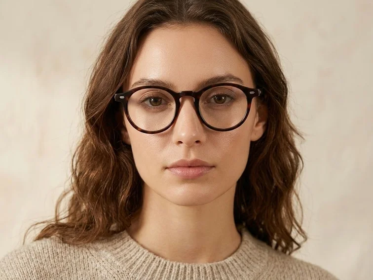 Oval Tortoiseshell Titanium Glasses #BS1913-0555