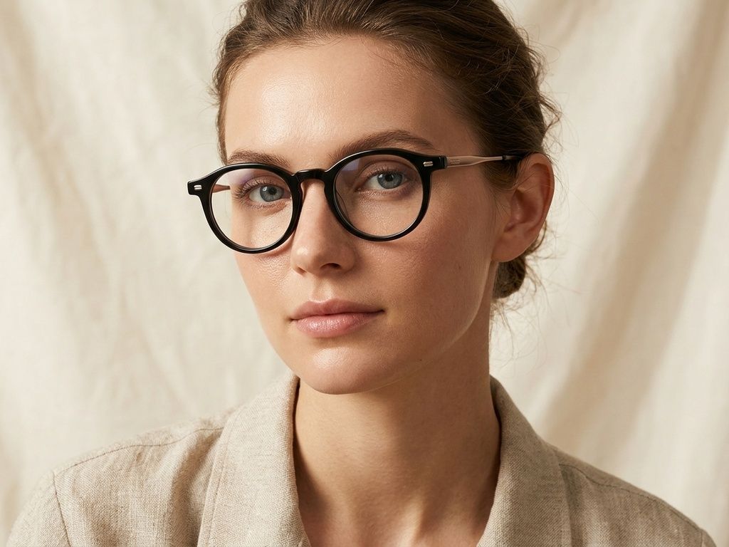 Oval Black Titanium Glasses #BS1913-0556