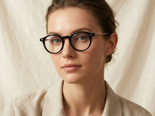 Lunettes ovales en titane noir #BS1913-0556