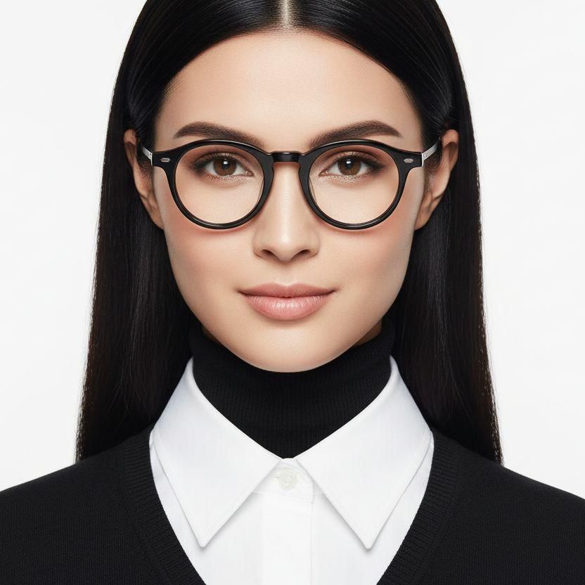 Occhiali ovali in titanio nero #BS1913-0556