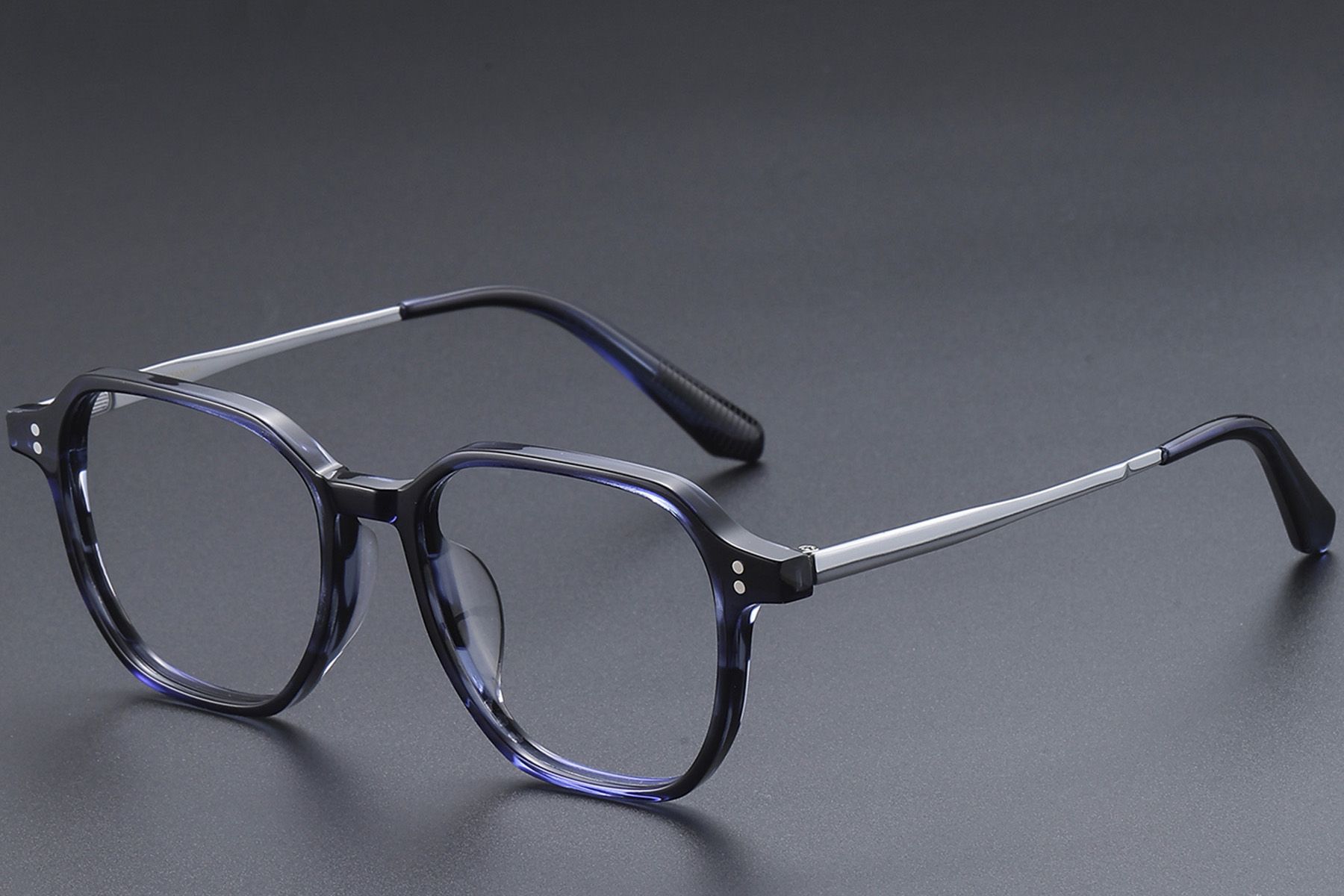Rechteckige blaue Titanbrille #BS1913-0557