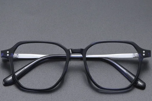 Lunettes rectangulaires en titane bleu #BS1913-0557