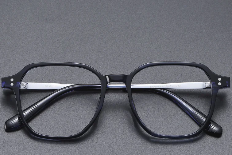 Rechteckige blaue Titanbrille #BS1913-0557