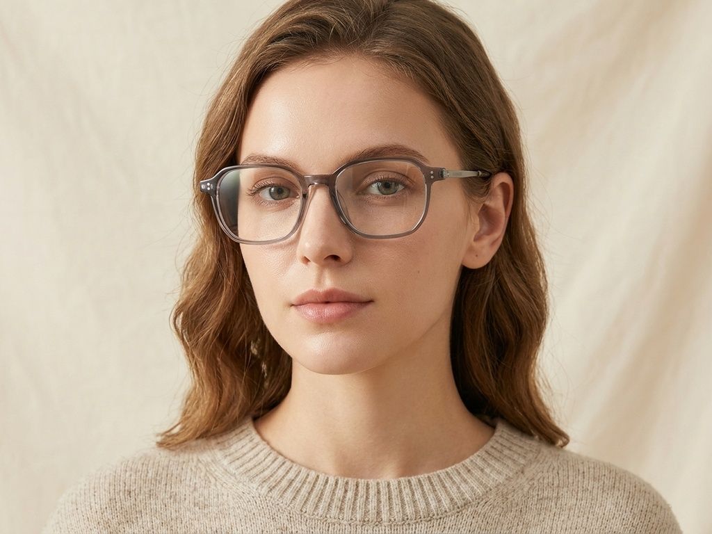 Rectangular Gray Titanium Glasses #BS1913-0558
