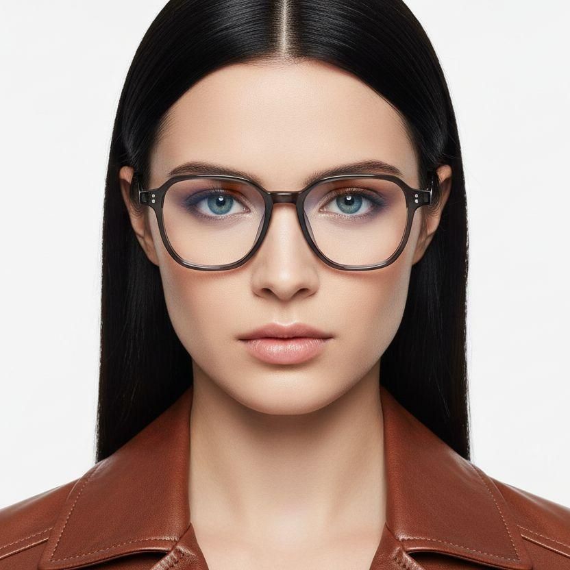 Rectangular Gray Titanium Glasses #BS1913-0558