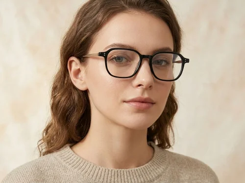 Lunettes rectangulaires en titane noir #BS1913-0559