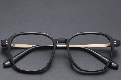 Lunettes rectangulaires en titane noir #BS1913-0559
