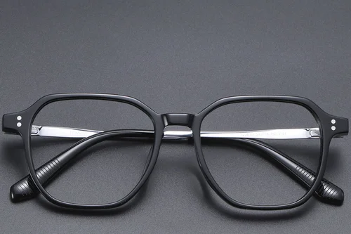 Lunettes rectangulaires en titane noir #BS1913-0560