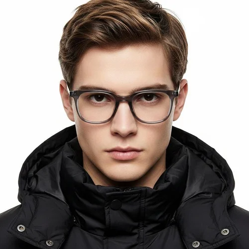Lunettes rectangulaires en titane gris #BS1913-0562