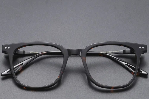 Lunettes rectangulaires en titane écaille de tortue #BS1913-0563