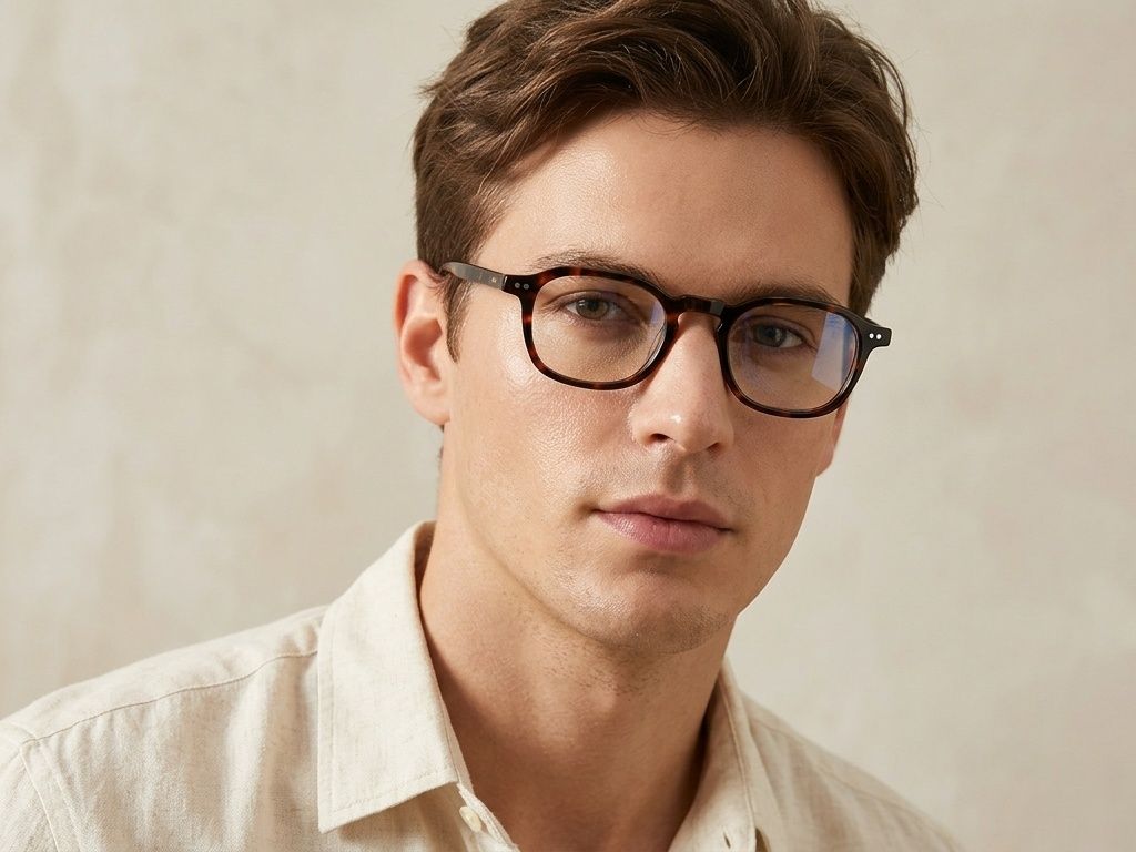 Rectangular Tortoiseshell Titanium Glasses #BS1913-0565