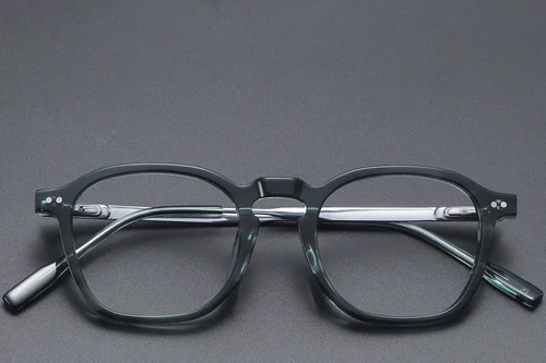 Lunettes rectangulaires en titane vert #BS1913-0566