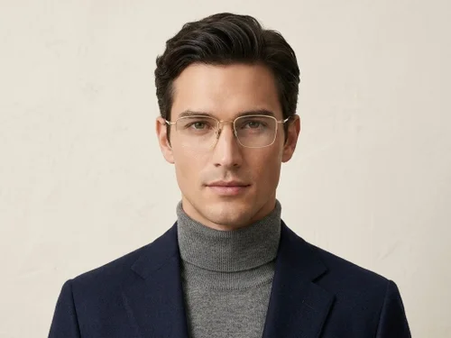 Lunettes semi-cerclées en titane doré #BS1913-0570