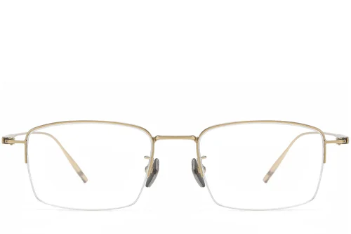 Lunettes semi-cerclées en titane doré #BS1913-0570