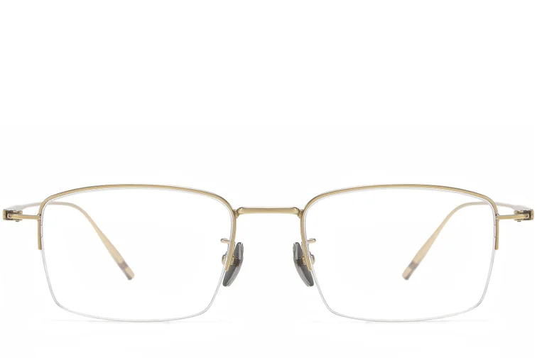 Lunettes semi-cerclées en titane doré #BS1913-0570