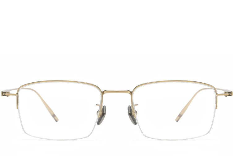 Occhiali semi-cerchiati in titanio dorato #BS1913-0570