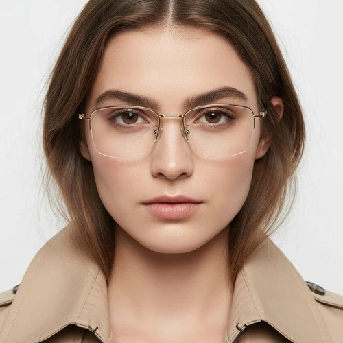 Occhiali semi-cerchiati in titanio dorato #BS1913-0570