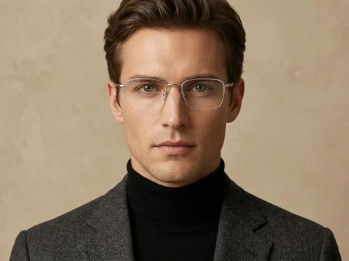 Lunettes semi-cerclées en titane argenté #BS1913-0571