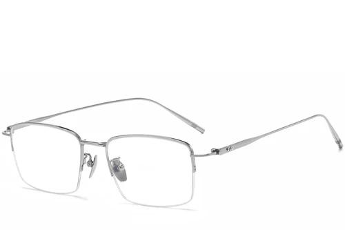Lunettes semi-cerclées en titane argenté #BS1913-0571