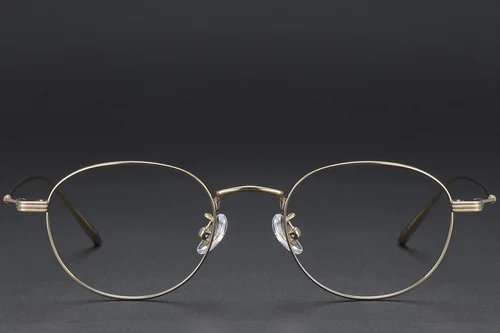 Lunettes ovales en titane doré #BS1913-0573