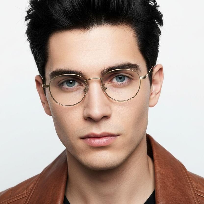 Gafas ovaladas de titanio dorado #BS1913-0573